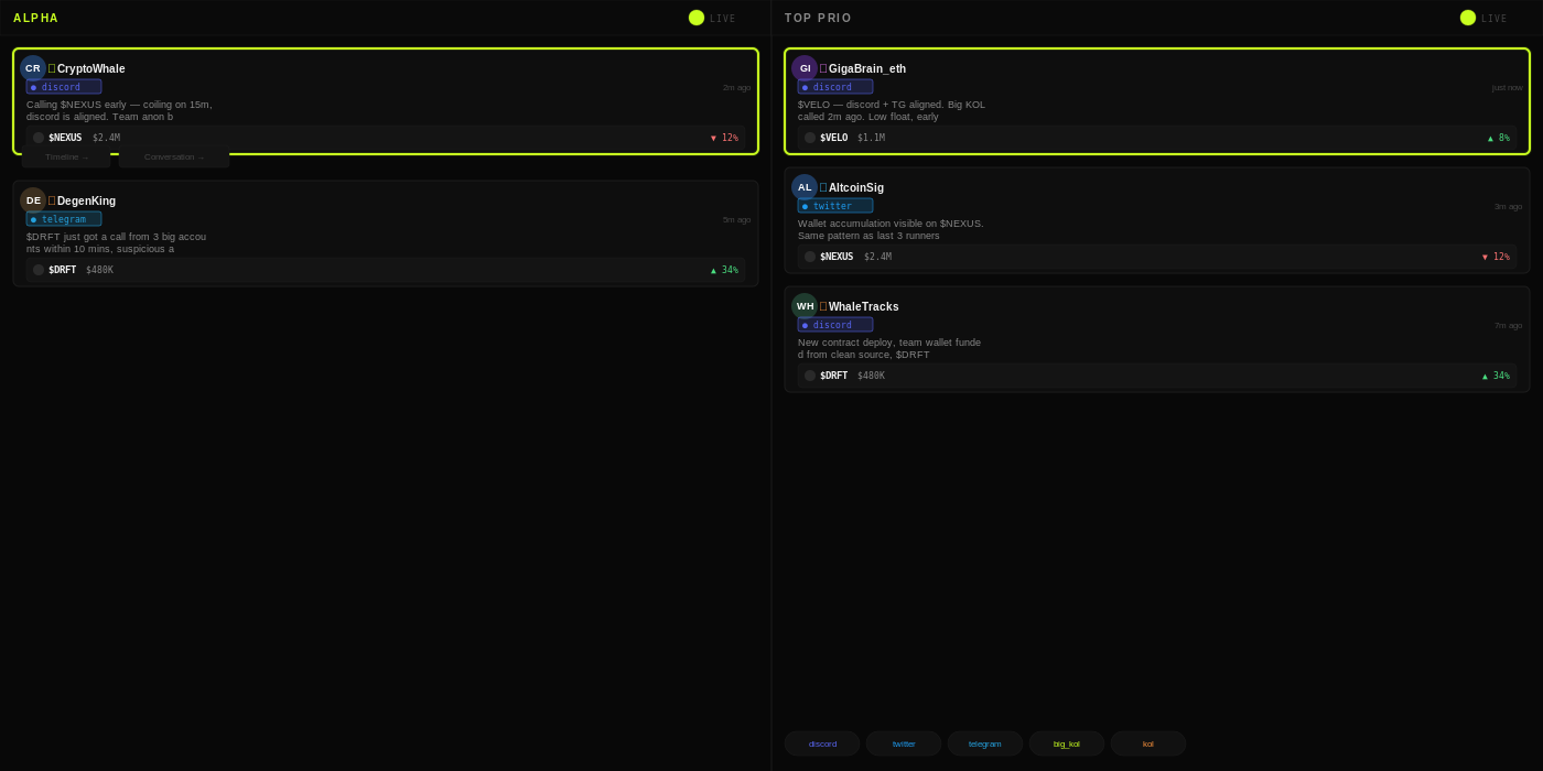 Live feed columns, filtered your way